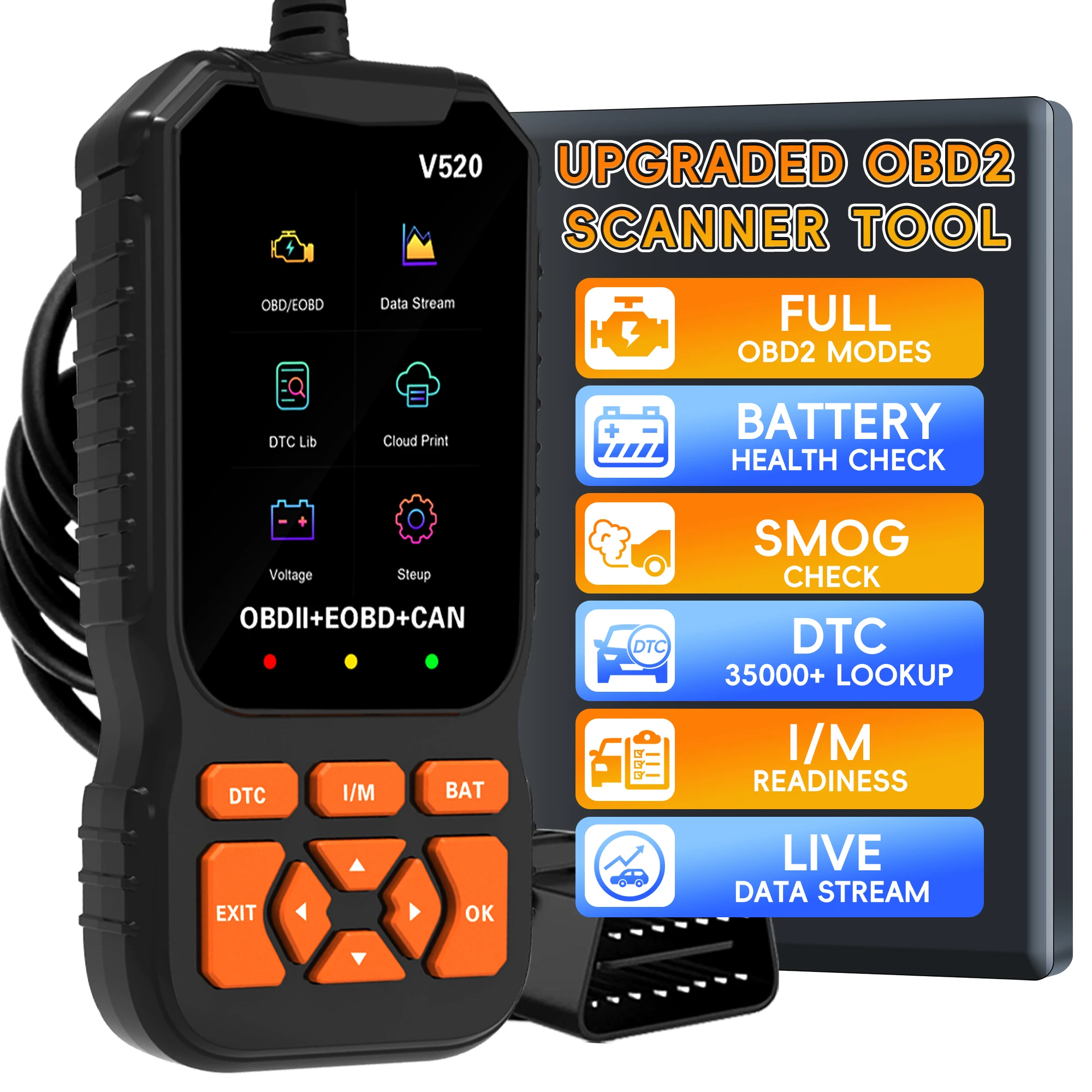 Professional OBD2 Scanner Diagnostic Tool Check Engine Light Vehicle Code Reader Car Fault Code Scanner for All CAN OBDII Cars