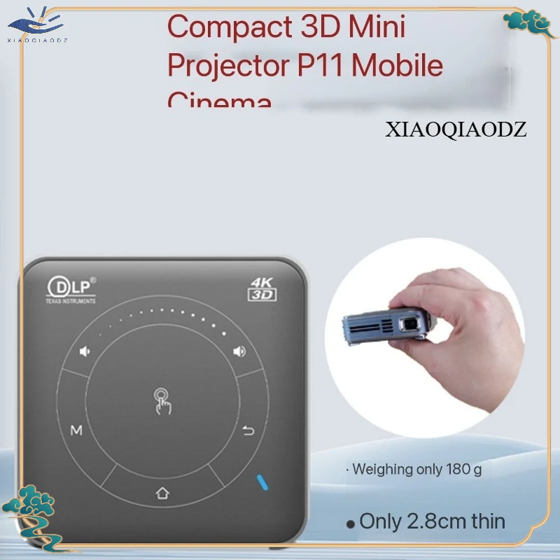 

XIAOQIAODZ Portable Mini 4K Projector P11 Beamer 3D DLP 12V USB Micro Android Pocket Battery Rechargeable Wifi Bluetooth Mobile
