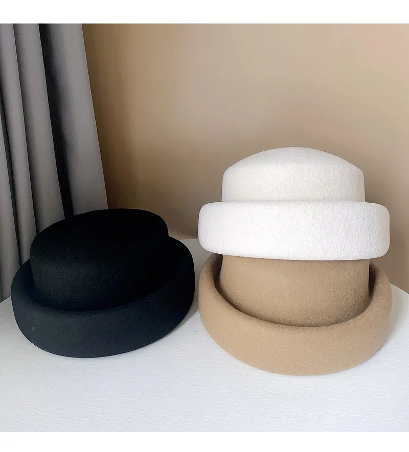 2022 neue Australische Wolle Vintage Mode Fedora Hut Für Frauen Damen Französisch Elegante Berets Designer Eimer Hut – Detail 4
