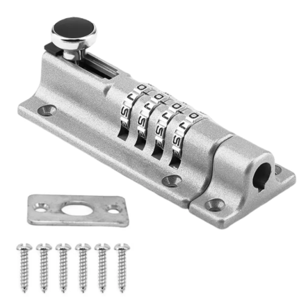 Anti-Rust Digital Deadbolt Lock 4 Digit Pin Code Anti-theft Security Lock No Drilling Safety Password Padlock for Wooden Door