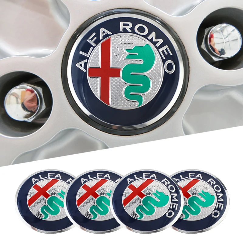 4Pcs 56mm Car Wheel Stickers Center Hub Cap Car Emblem Badge Decal For Alfa Romeo 156 159 147 4C 8C 166 Giulia Giulietta Mito