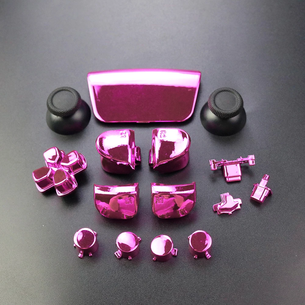 Yuxi 1Set Full Set Chroom Knoppen Voor Ps5 Handgreep Thumb Sticks Joystick Cap L1 R1 L2 R2 D-Pad Knop Voor Ps5 Control