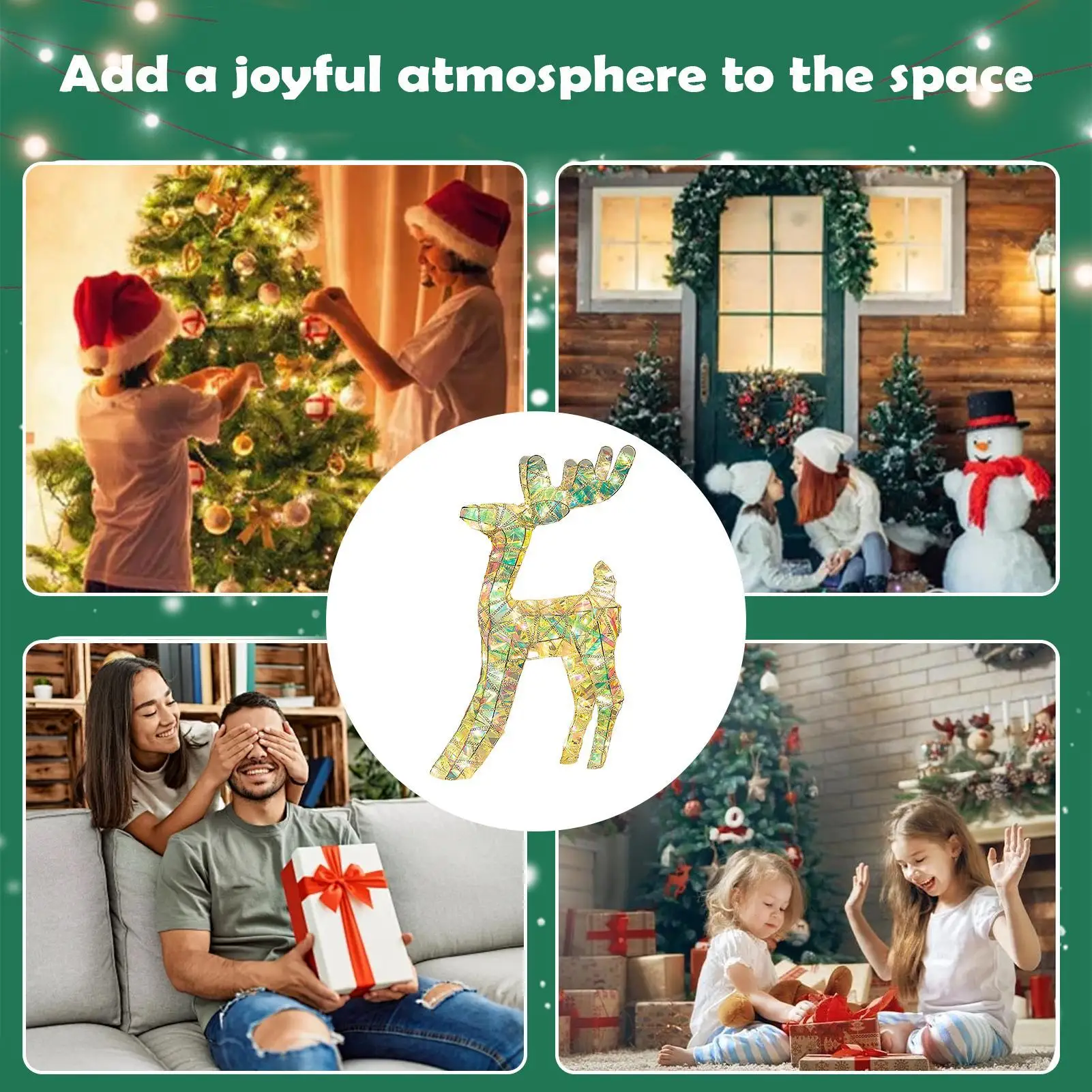 Christmas Reindeer Outdoor Decorations Acrylic Decorative Holiday Deer Figurine Outdoor Reindeer With LED Light For Patio Desk