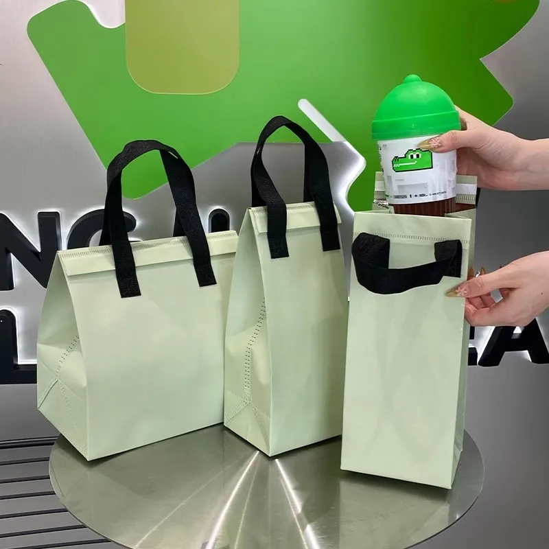 10pcs Green Non-Woven Insulated Tote Bags – Portable Reusable Meal Carrier Pouches for ... - SKU NITB1612 - UGI Packaging