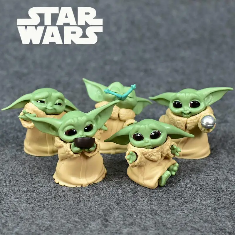 * Nuevo Disney 5 unids/set bebé Yoda Grogu Mandalorian figuras de acción de juguete 4-7 cm Yoda juguetes de acción para bebés Star Wars Figuras regalos de navidad calientes
