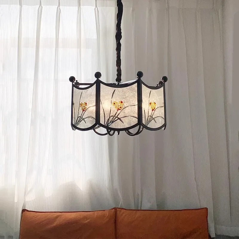 

Enamel retro nostalgic living room light, French bedroom antique style, lamps and lanterns