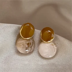 Adolph-pendientes de gota con textura de elipse de Color café para mujer, joyería elegante coreana para fiesta, moda femenina, nuevo