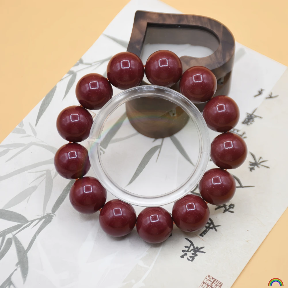 Natural mineral cinnabar bracelet 18mm purple gold sand men's transfer bead single circle bracelet Rwbuy brand design