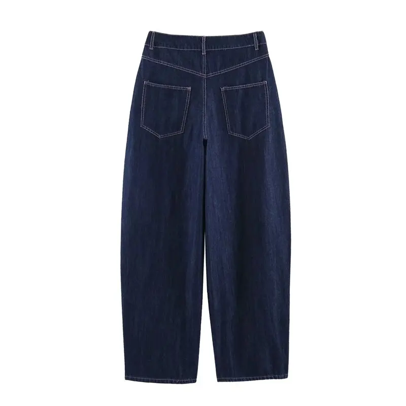 XNWMNZ High Quality  2026 New Women's Summer Vintage Straight Leg Denim Jeans High Waist Wide Leg Pants Contrast Stitching Casua