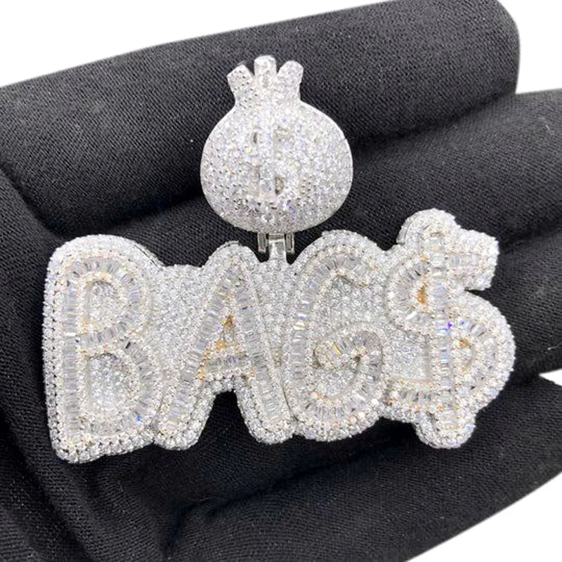 Hip Hop 5A+ CZ Stone Pave Bling Ice Out Money Dollars BAG Pendants Necklaces for Men Rapper Jewelry Gold Silver Color