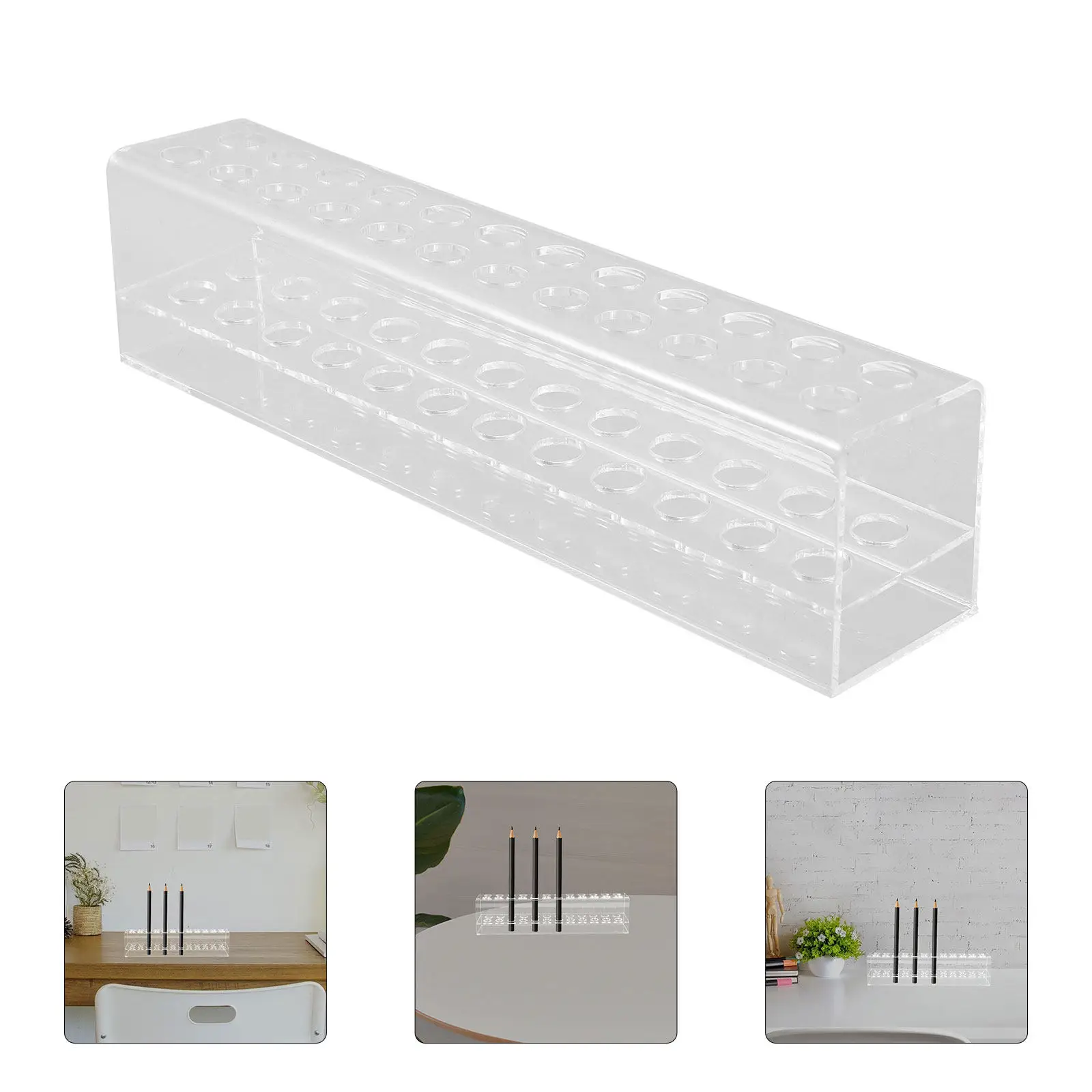

Sturdy Plastic Pen Displaying Rack Large Capacity Multi-Holes Pencil Storage Box for Desk Organization Pens Crayons Paintbrushes