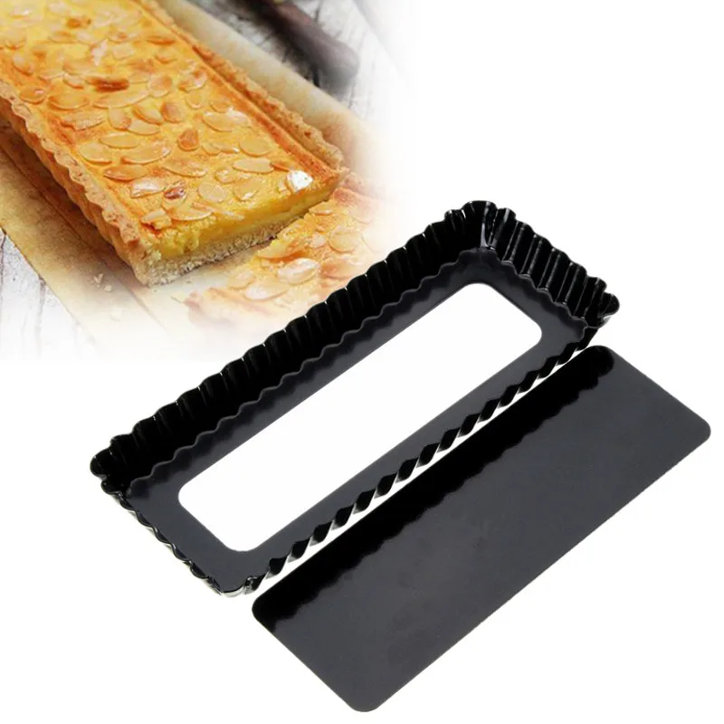 Fluted Pie Tart Pan Mold Baking Removable Bottom Nonstick Quiche Tool Rectangle Bakeware template Dishes Cake Pans baking tray