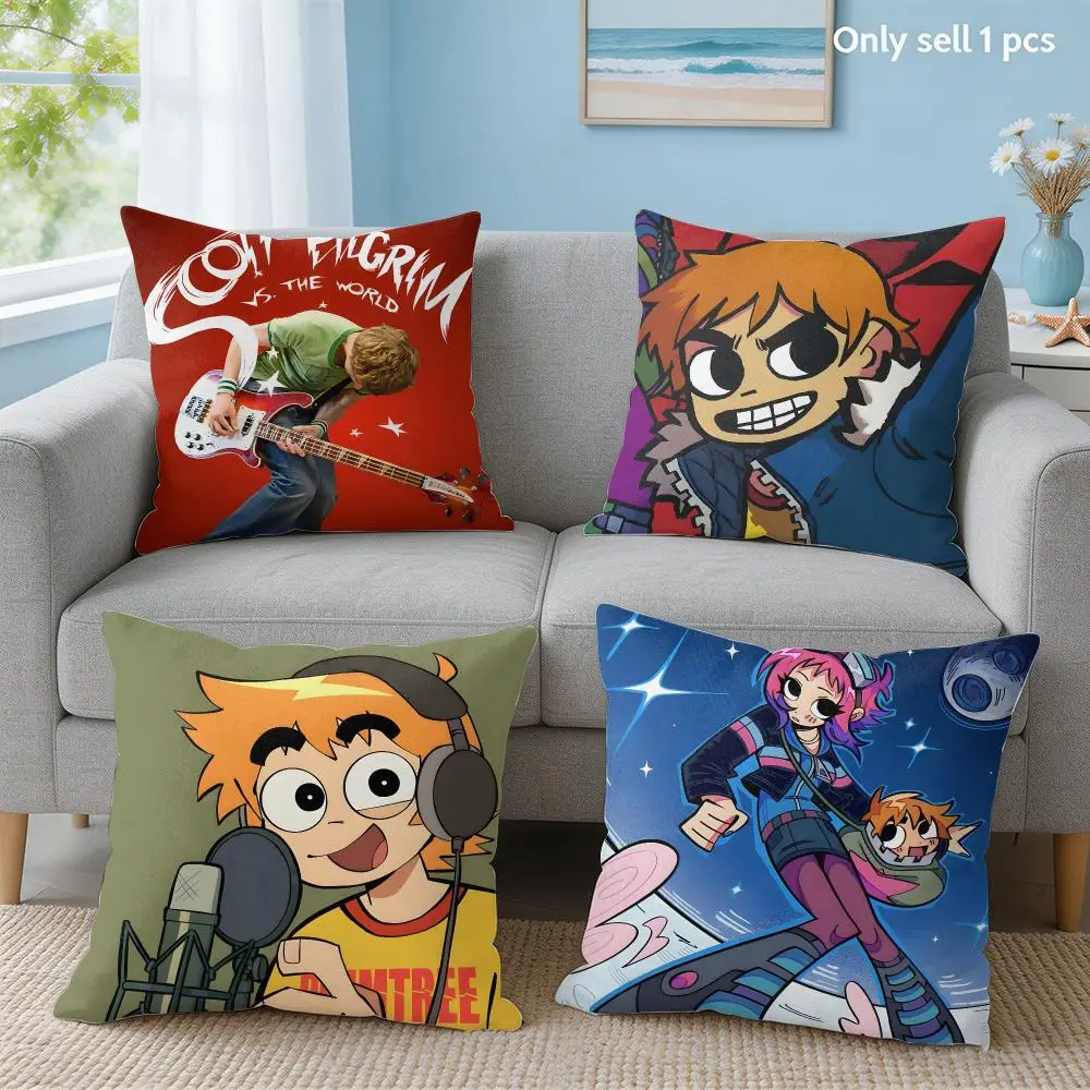 Popular Movie S-Scott Pilgrim Anime Cushion Cover Soft Short Throw Pillow Cover Hidden Zipper Cutecore Sofa Bedroom Home Decor