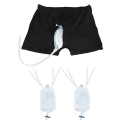 Wearable Men Urinal Bag Male Shorts Urine Bag Convenient Elastic Waistband Easy Cleaning Portable for Elderly for Incontinence