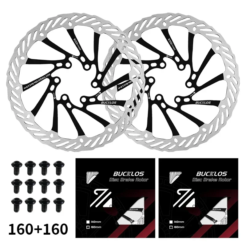 BUCKLOS Ultralight MTB Bike Hydraulische Schijfremrotor 160/180/203mm Mountain Road Racing Fiets Remschijf met 6 Gratis Bouten