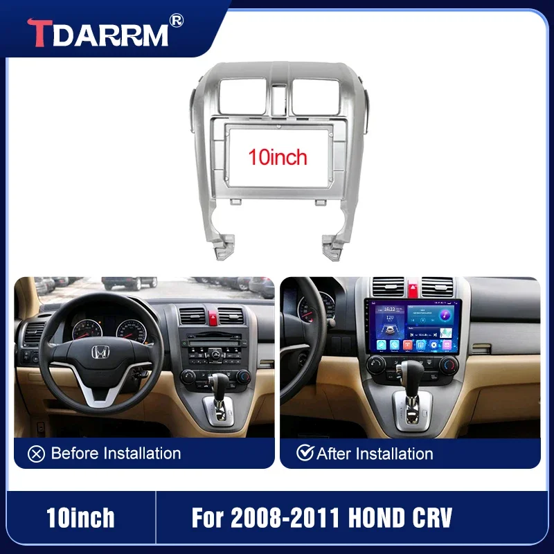 10 inch Car Radio Frame For HONDA CRV 2008 2009 2000 2011 Trim Panel Mount Kit 2 Din Stereo( LHD RHD)