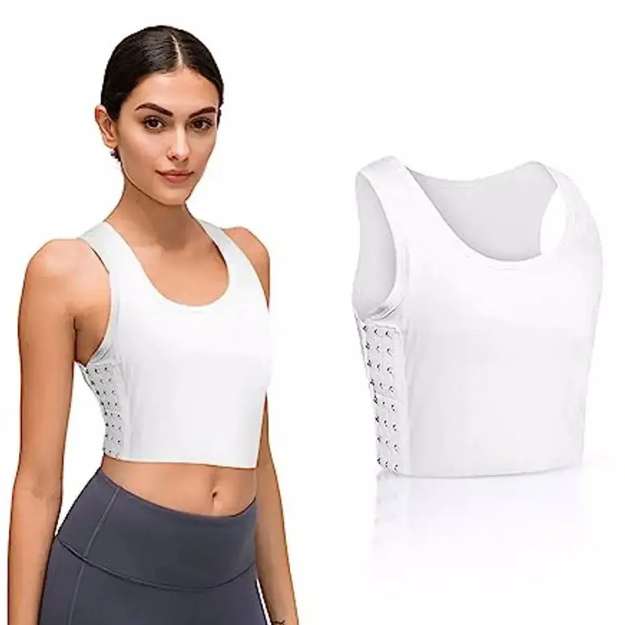 Women Chest Binder Breathable Sportwear Trans Crop Top Flat Breast Binder Les Buckle Tomboy Bra Tank Stretch Shaping Corset Vest