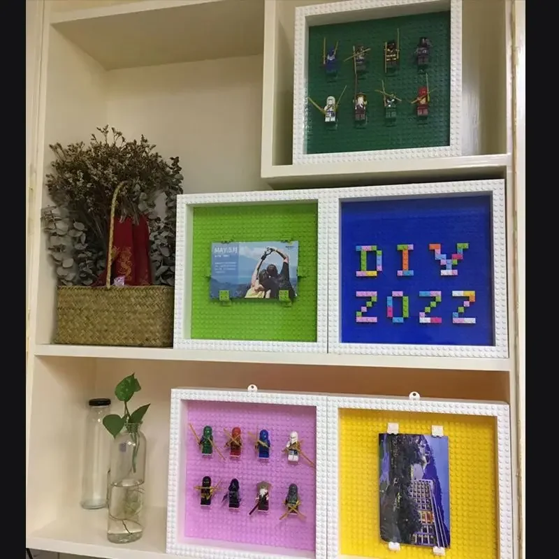 DIY Puzzle Building Blocks Photo Frame Compatible with Lego Blocks Minifigures Storage and Display Stand Children\'s Toys Gifts