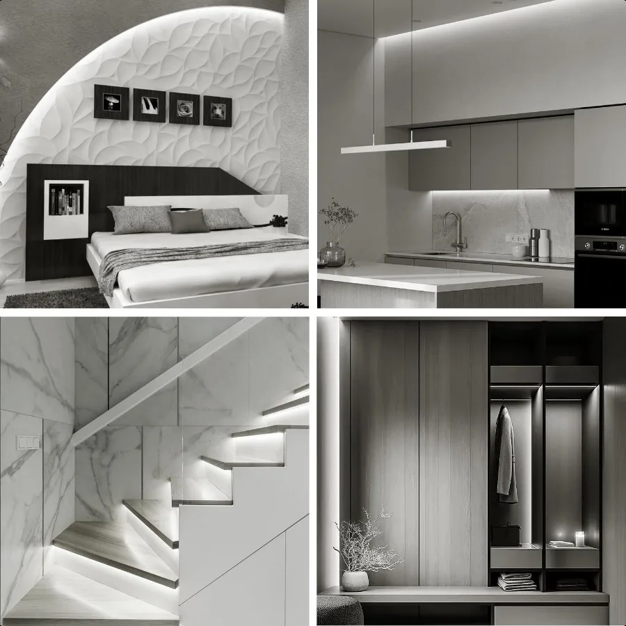 Bande lumineuse LED COB 50ft6000K DC 24V, variable, blanche, Flexible, pour chambre à coucher, avec télécommande et contrôle par application