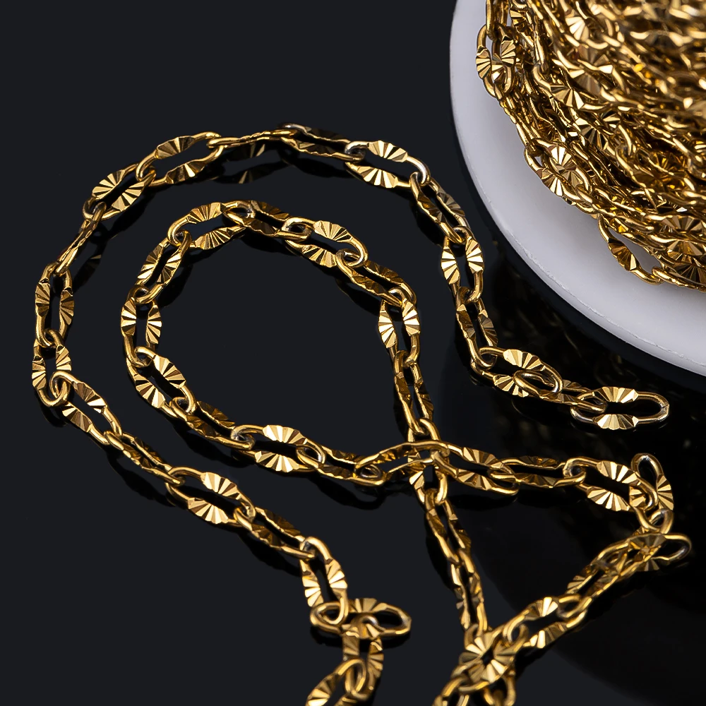 No Fade 1/2Meter Stainless Steel Chains Radial Line Oval Chains For DIY Bracelet Necklace Jewelry Making Accessories Wholesale