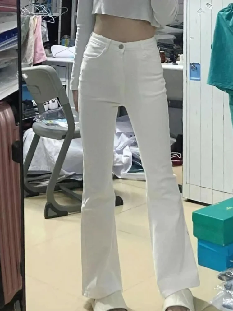 الخريف الربيع سليم نحيل الجينز النساء الدنيم السراويل خمر الأبيض السراويل الضيقة موضة الإناث مطاطا الجينز عادية مضيئة السراويل