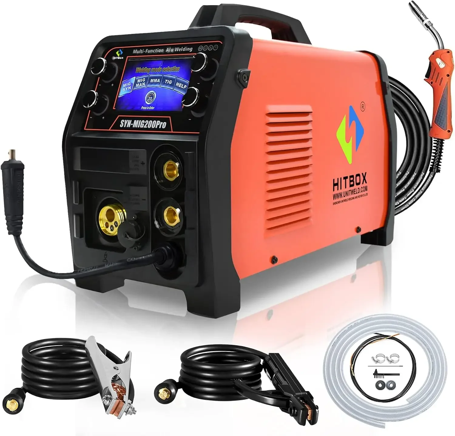 5 in 1 Intelligent Aluminum MIG Welder 110V/220V Smart Control Gas/Gasless Welding Machine Solid/Flux Core Wire Automatic Feed