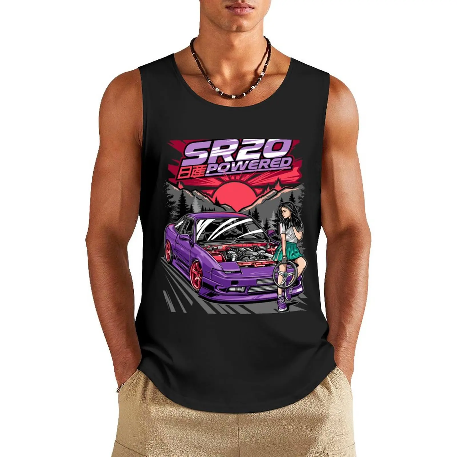 SChassis 13 SR20 Powered Tank Top Men's summer clothes 2024 t-shirts for Men's gym Gym clothes