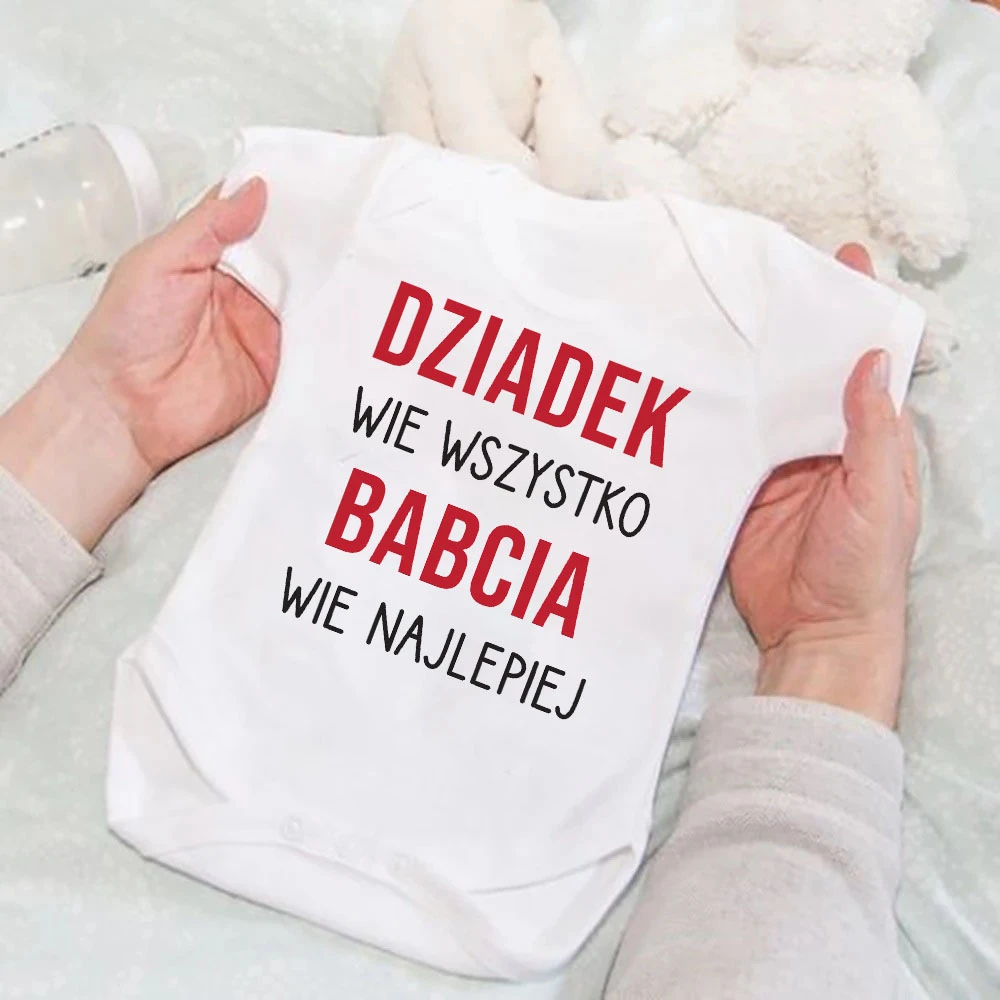 

Babcia Wie Wszystko Dziadek Wie Najlepiej Polish Funny Romper Newborn Outfit Toddler Infant Bodysuit Baby Shower Gifts