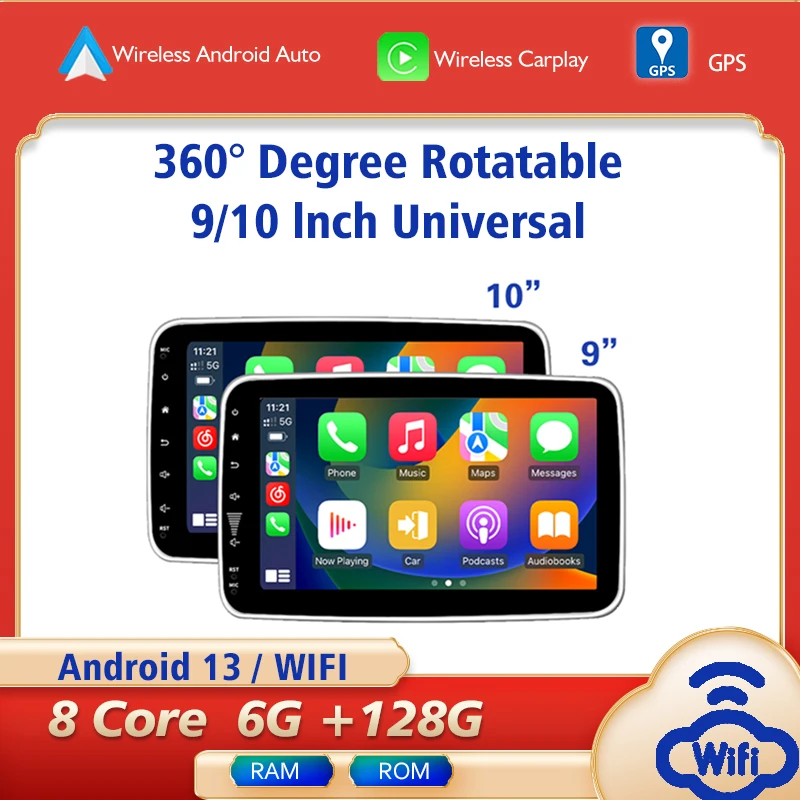 

Universal 9 inch 10inch Android Car Radio with 360 Rotate Touchscreen GPS Navigation for Bluetooth 5.0 Audio MP3 USB Connection