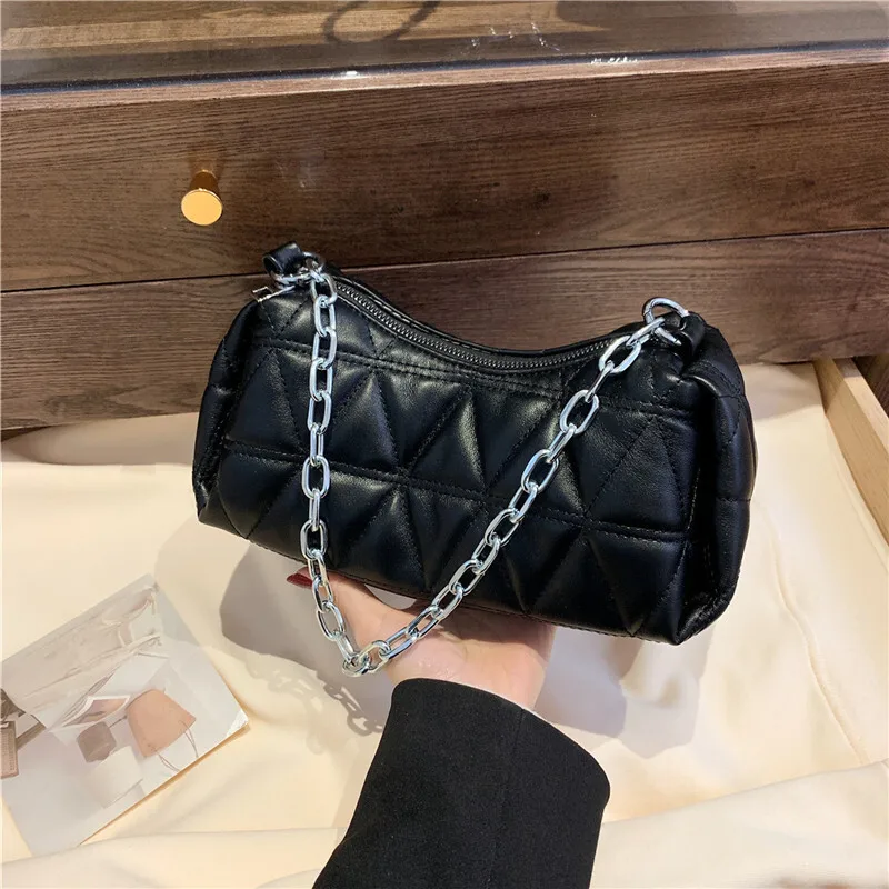 TT Tingting's Store New Underarm Women's Simple Shoulder With Bold Chain And Fashionable Handheld Stick Bag Commuting To Work