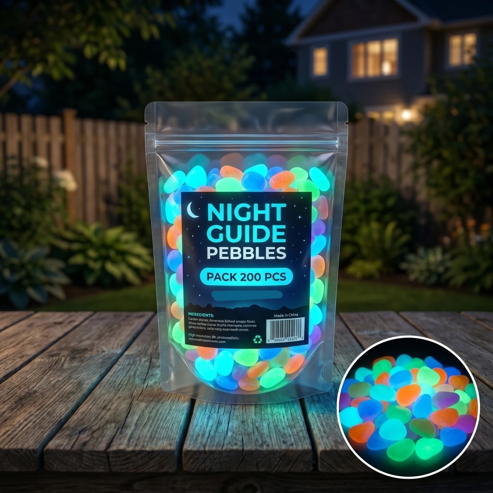 200 galets colorés qui brillent dans le noir, pierres décoratives solaires pour jardin, allée extérieure, aménagement paysager