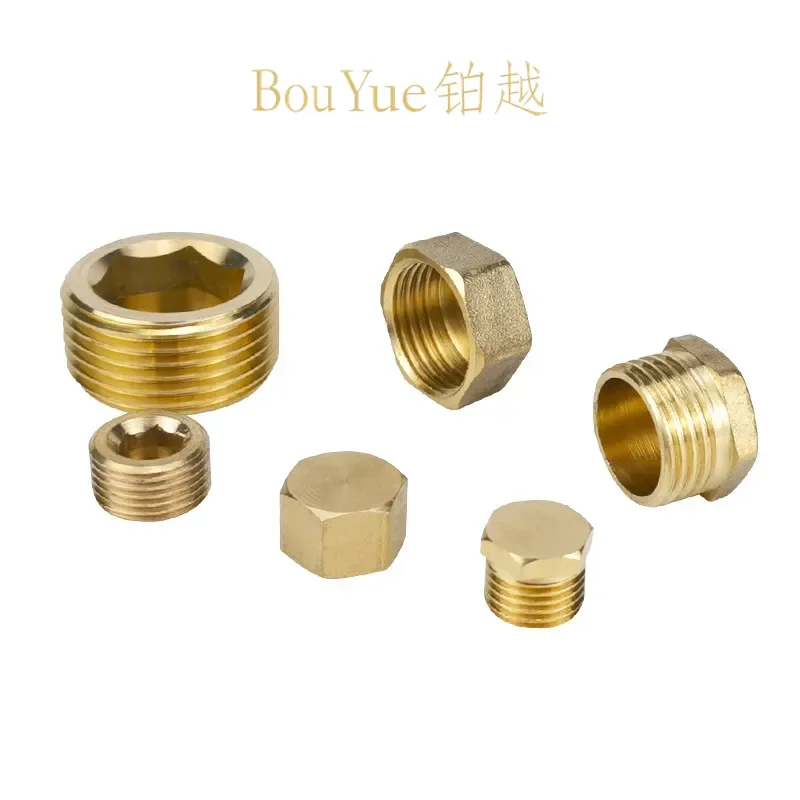 for Pneumatic Metal Outer Wire 1/8 1/4 3/8 1/2 3/4 1 Inch Inner Hexagonal Copper Plug Pipe Cap