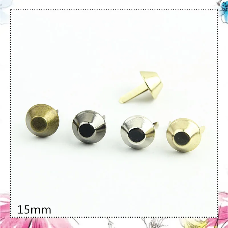 

500Pcs 15mm Metal Feet Buckle Caps Studs Two-Legged Fasteners Colored Bottom Nail for Bags Shoes DIY Hardware Accessories