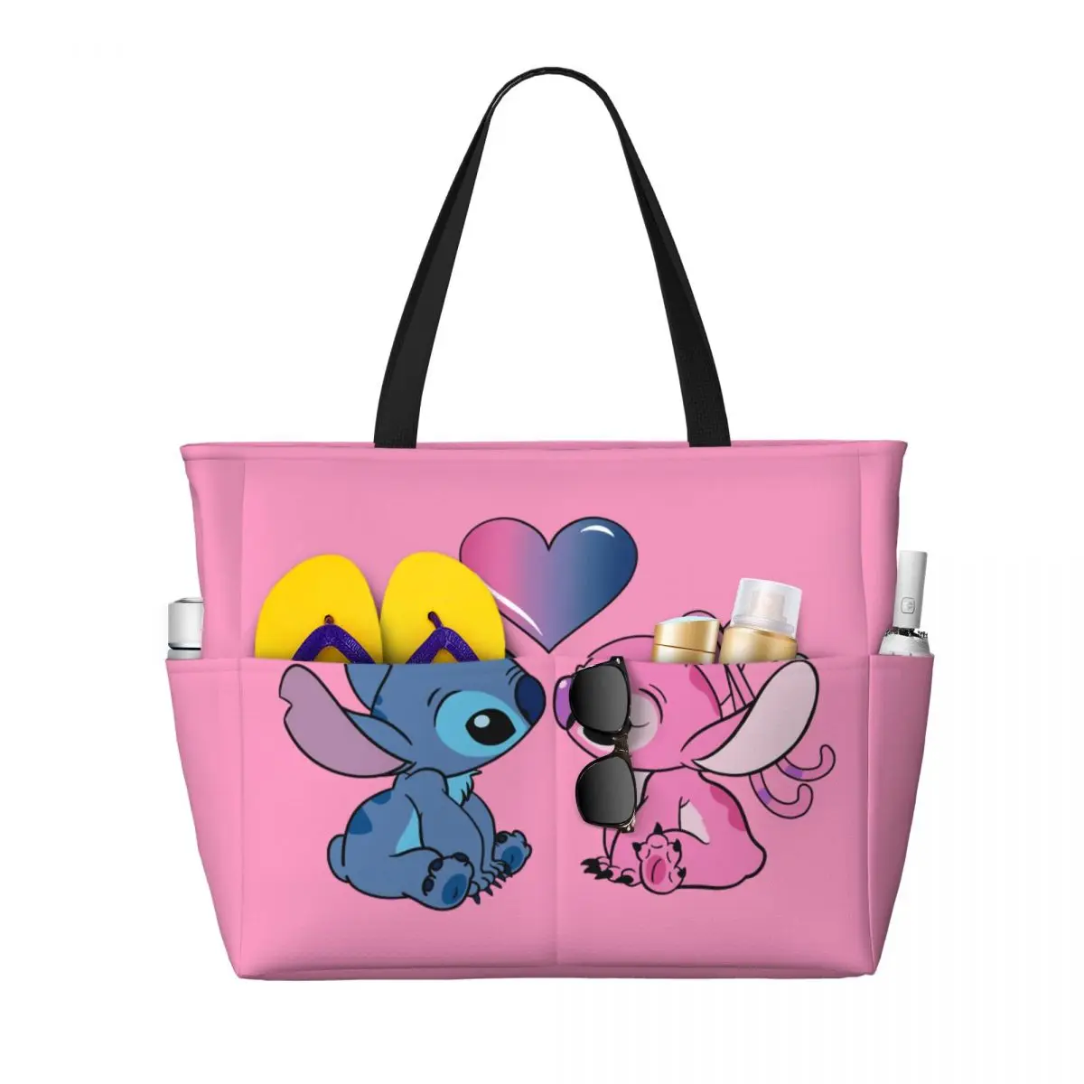 מותאם אישית תפר ו מלאך אהבה נסיעות tote תיק נשים קיבולת גדולה אנימה קריקטורה מצרכים לכתף תיקים קניות