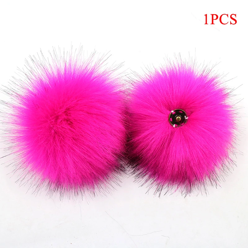 Sewing Supply DIY 8cm Dark Buckle Faux Fox Fur Pompom Women Caps Accessories Colorful Shoes Hairball Hat Ball Multicolor PomPom