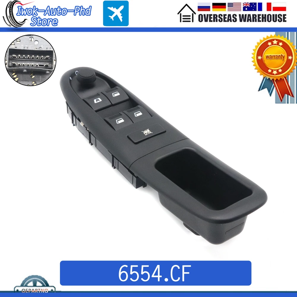 

6554.CF Front Left Side Car Electric Power Master Window Control Switch Lifter Button 6554CF For Peugeot 406 8B 1995-2004
