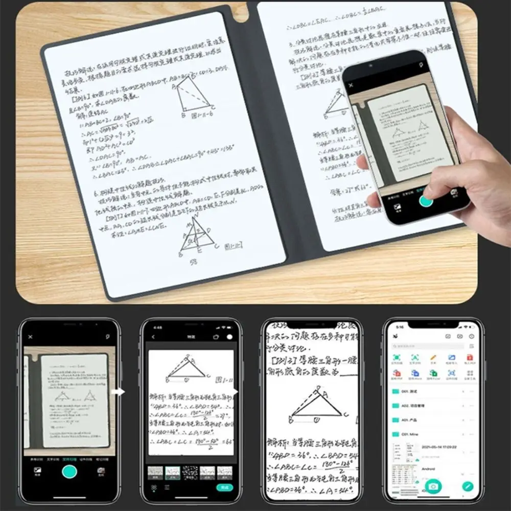 ホワイトボードペン付きの再利用可能なa5レザー消去可能メモ帳、消去布、ライティングボード、ホワイトボードノートブック、事務用品