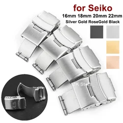16/18/20/22mm Stainless Steel Folding Buckle for Seiko Watch Replacement Clasp Double Push Button Buckle Watch Strap Accessories