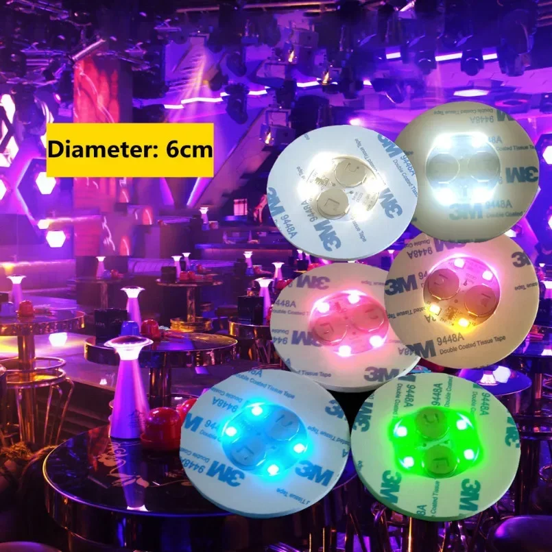 100Pcs LED Coaster Luminous Bottle Stickers Lights 6cm Lamps for Xmas Bar KTV Wedding Party Cocktail Drink Cups Vase Decor