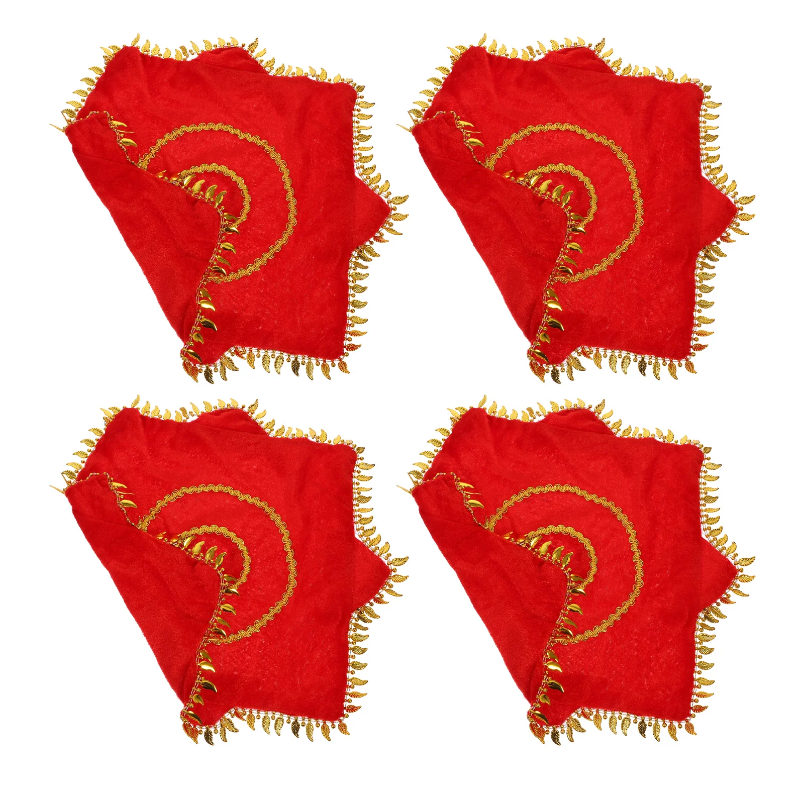 

4pcs Red Handkerchief Chinese Dance Towel Funny Performance Prop For Party Festival Stage Rotating Dance Handkerchief