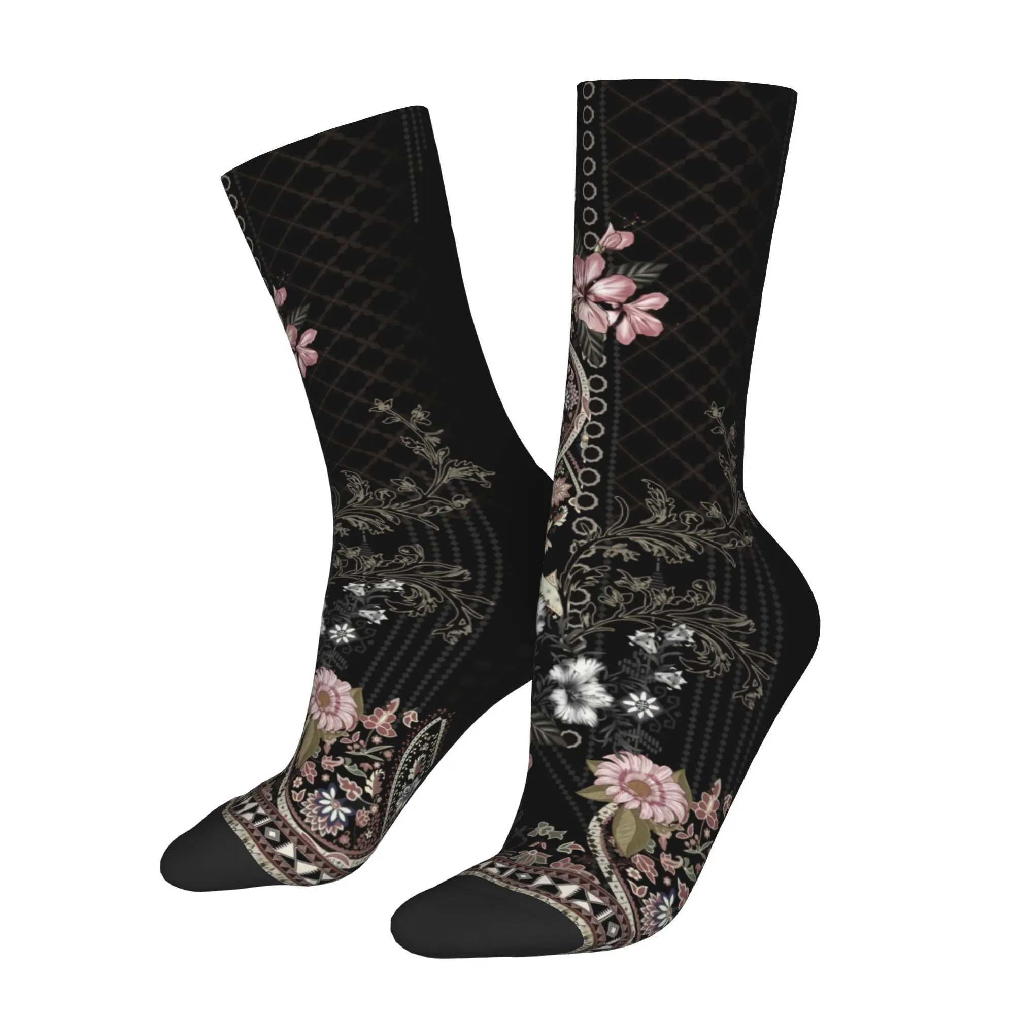 

1pc Geometrical Flower Designs Printed Men's Socks Novelty Hip Hop Harajuku Pattern Crew Sock Casual Gift