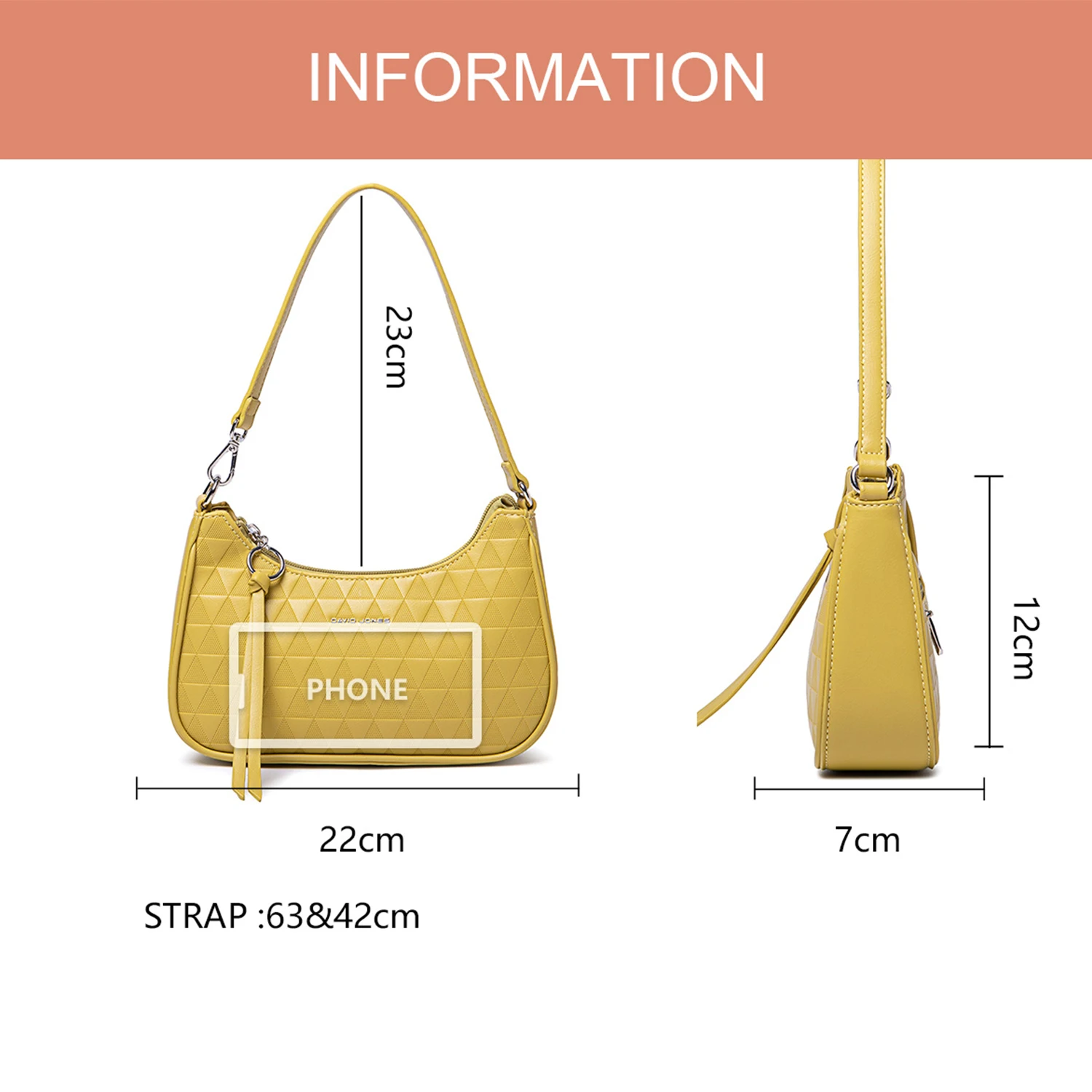 David Jones 2023 New Handbag for Women Luxury Designer Leather Crossbody Bags Female Vintage Causal Shoulder Bag Satchel