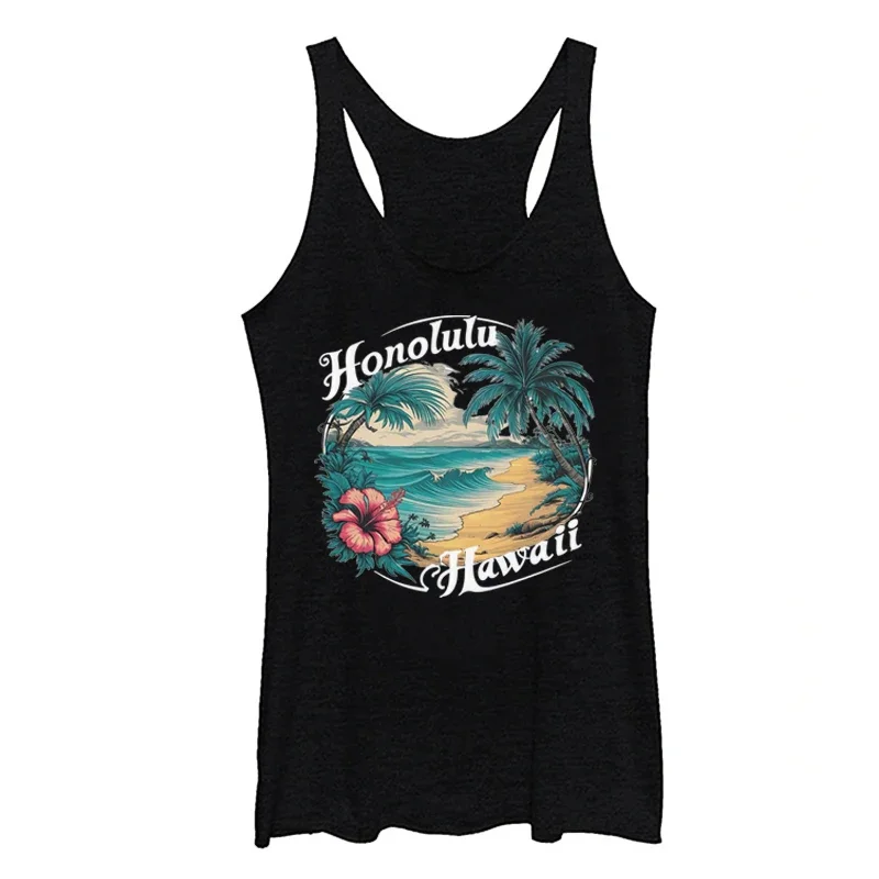 

Vintage Hawaii Tops Beach Hibiscus Tank Top Women Summer Gift Surf Fashion Clothing Aloha m