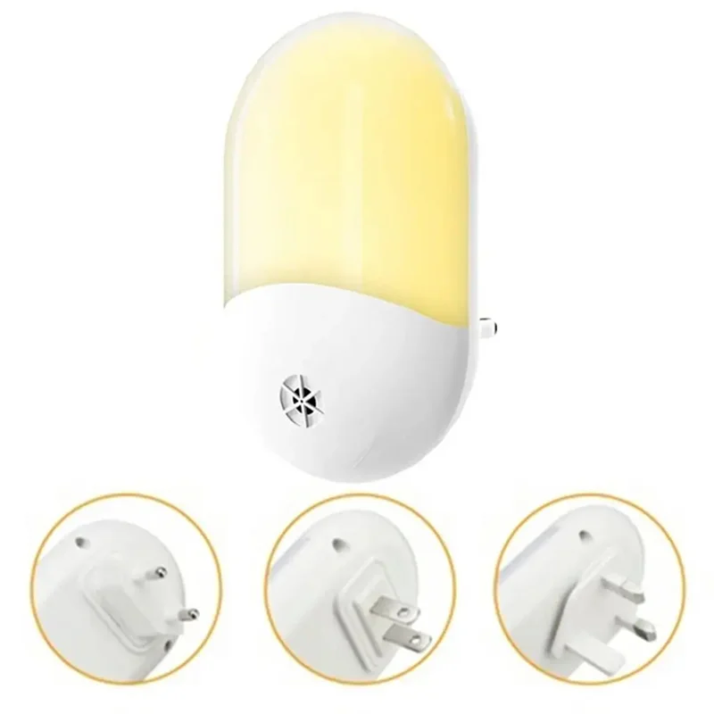 Lámpara de luz nocturna LED enchufable con sensores inteligentes Sensor de atardecer al amanecer brillo ajustable para niños enchufe de la UE-AT64
