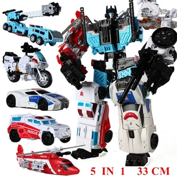 Haizhixing 5 in 1 Defensor Transformation Toys Anime Action Figure KO G1 Robot Aircraft Engineering Vehicle Model No Box