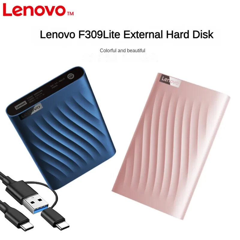 Lenovo 2TB F309 Lite Mobile Hard Drive Type-C High Speed Transmission Portable, Small, Stable, Durable Pink