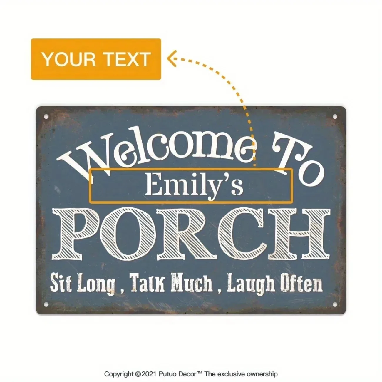 

1 шт. персонализированный металлический знак-имя на заказ и слоган водонепроницаемый домашний и открытый декор для крыльца и патио (только декор)