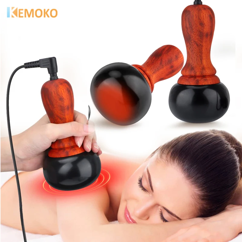 

Hot Stone GuaSha Electric Massager Natural Bianstone Scraping Back Neck Face Relax Muscle Massage Guasha Beauty Health Skin Lift