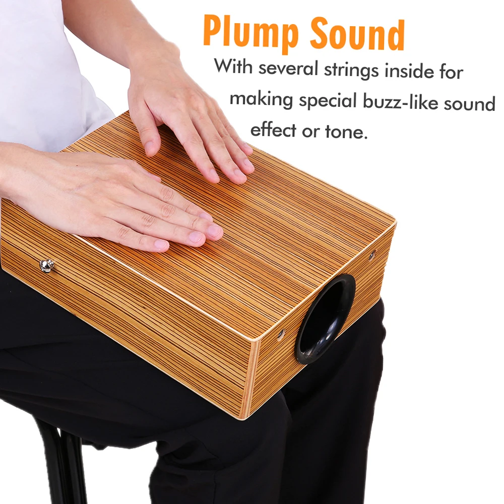 Portable Traveling Wood Cajon Box Drum Flat Hand Drum Wooded Percussion Instrument with Strap Carry Bag Cajon Drum