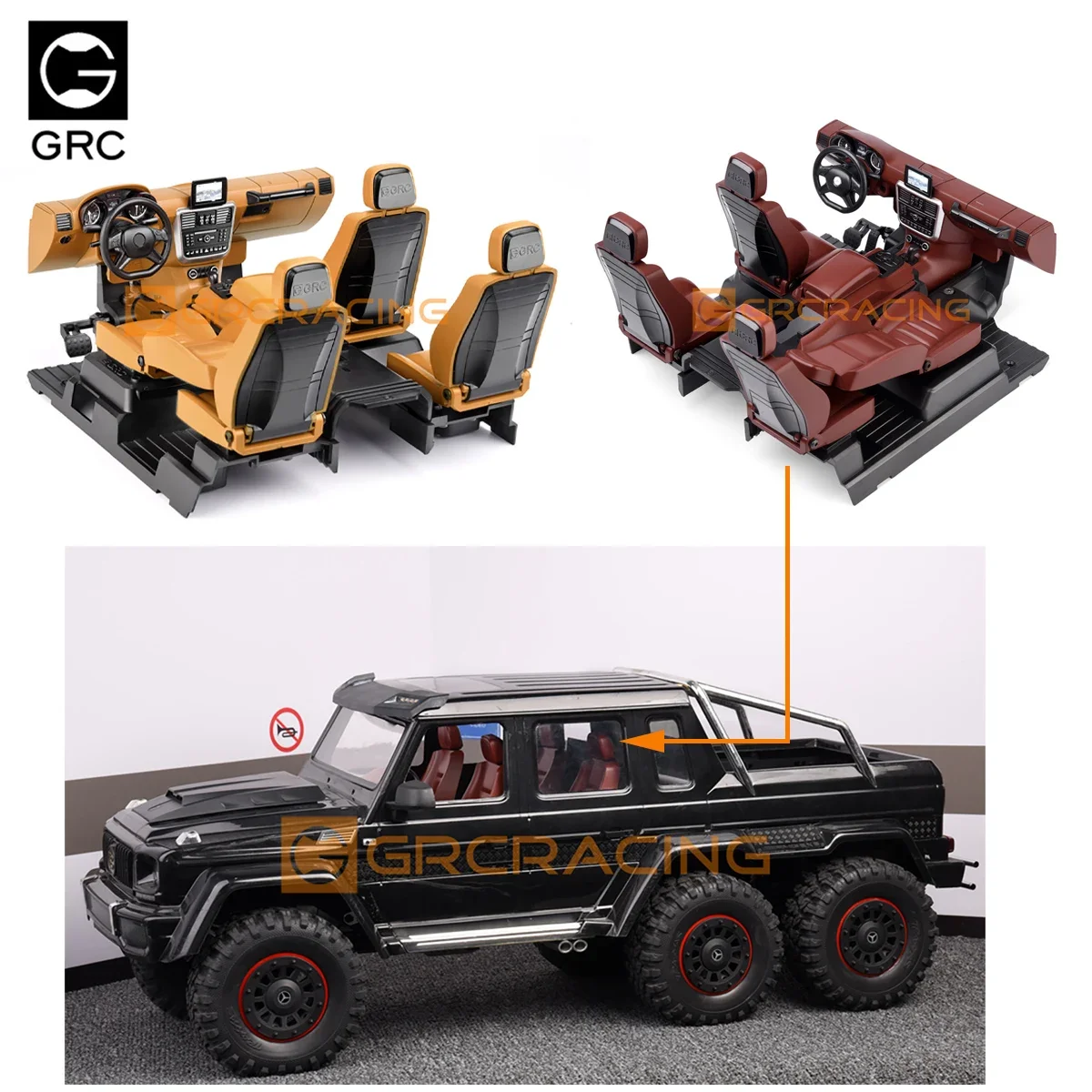 GRC 1/10 بنز الداخلية مجموعة كاملة ل Traxxas TRX4 G500 TRX6 G63 محاكاة الجسم ترقية أجزاء الملحقات # G161GR G161GY